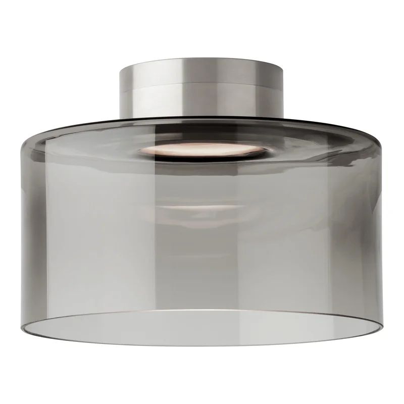 Satin Nickel Manette LED Drum Pendant with Smoke Glass Shade