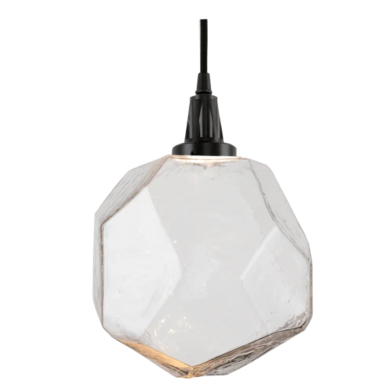 Gem 1-Light LED Geometric Island Pendant in Matte Black with Clear Glass