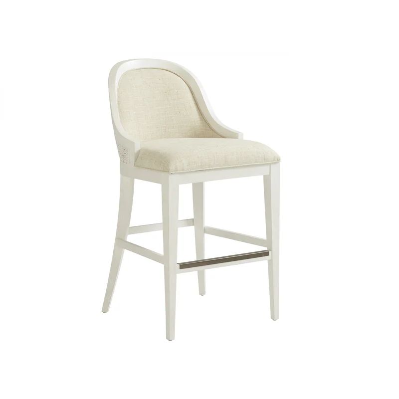 Sandy White Wood and Metal Bar Stool