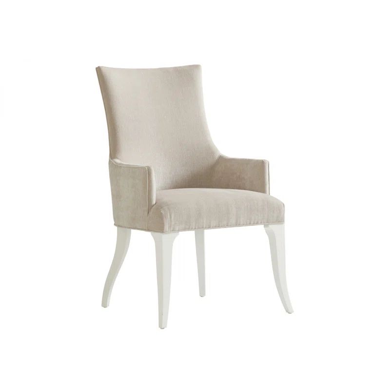 Sebring Beige Upholstered Arm Chair with Wood Legs