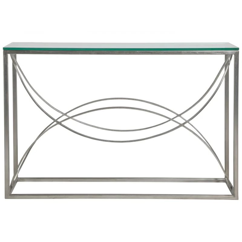 Ellipse 54'' Silver Leaf Rectangular Metal & Glass Console Table