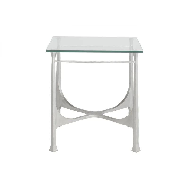 Sophisticated Bruno 25" Silver Metal and Glass Square End Table