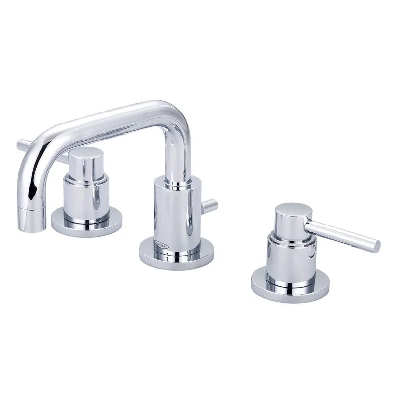 Polished Chrome Widespread Bathroom Faucet with Metal Handles