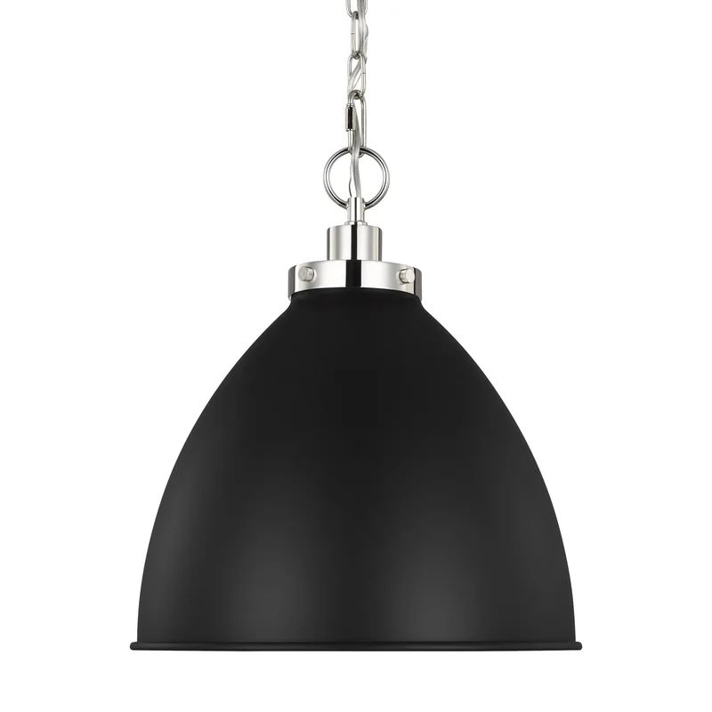 Midnight Black and Polished Nickel Indoor/Outdoor Dome Pendant