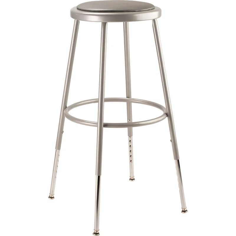 Rugged Industrial Gray Metal Adjustable Lab Stool with Padded Seat