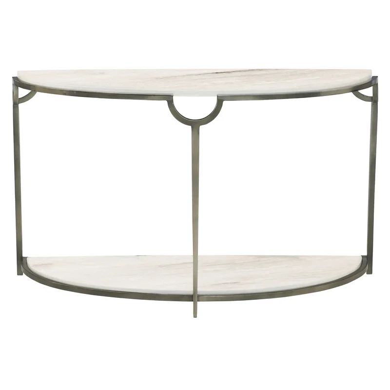 Morello Cream Faux Marble & Steel Demilune Console with Storage