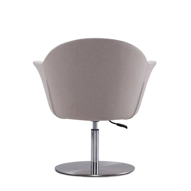 Barley Polyester Blend Swivel Accent Chair with Brushed Metal Base