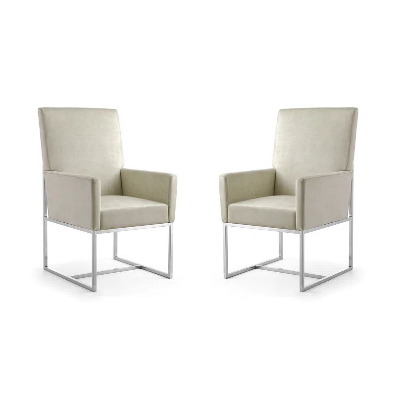 Champagne Velvet High-Back Metal Armchair