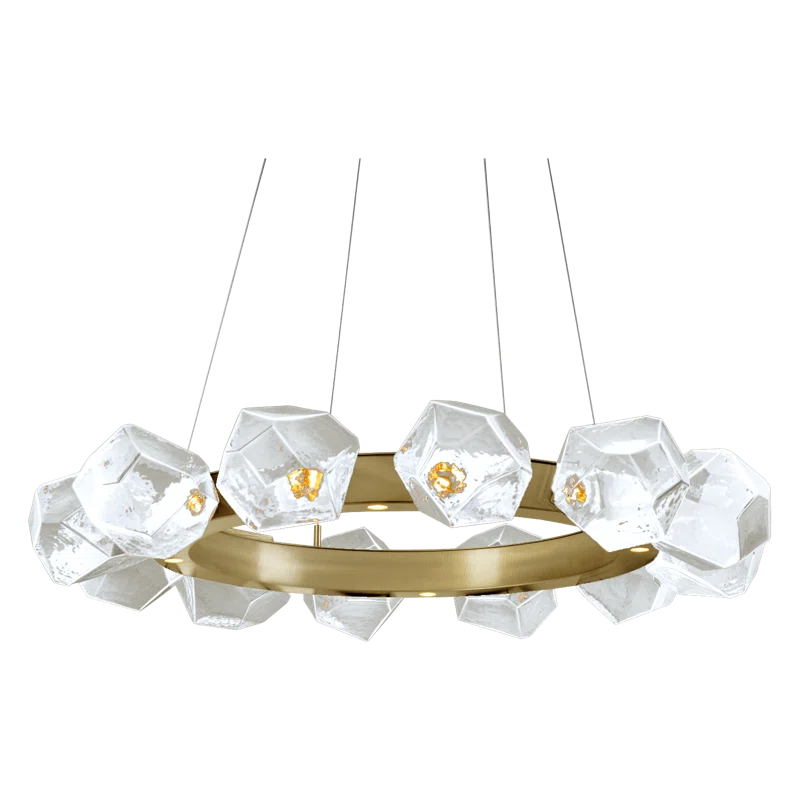 Gilded Brass 36'' LED Ring Chandelier with Clear Glass Shades