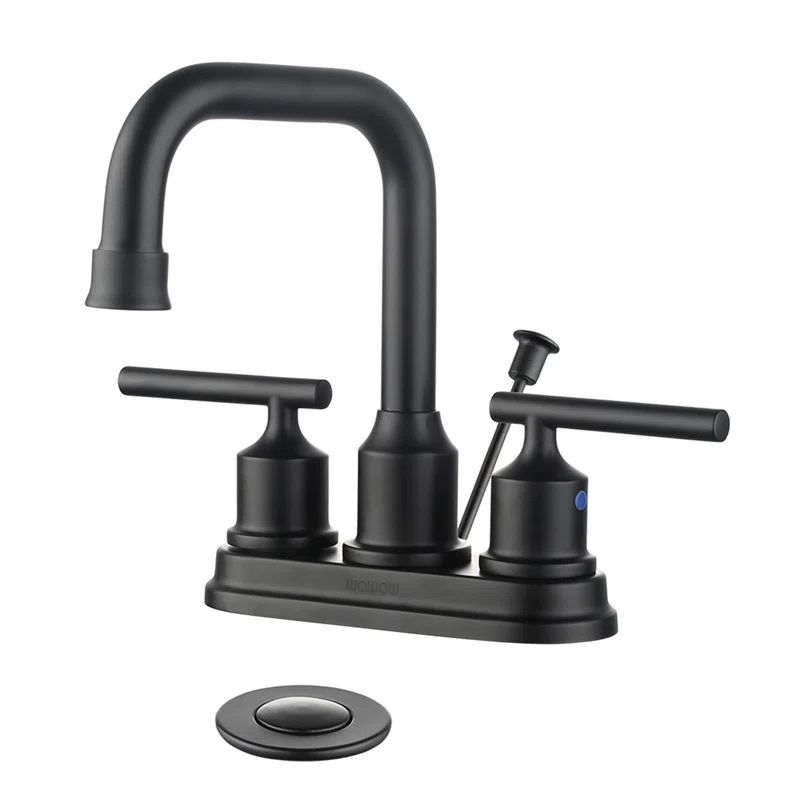 Matte Black Nickel 2-Handle Centerset Bathroom Faucet with Easy Install Drain