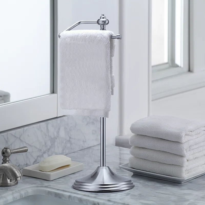 Satin Nickel Heavyweight Metal Fingertip Towel Holder Stand