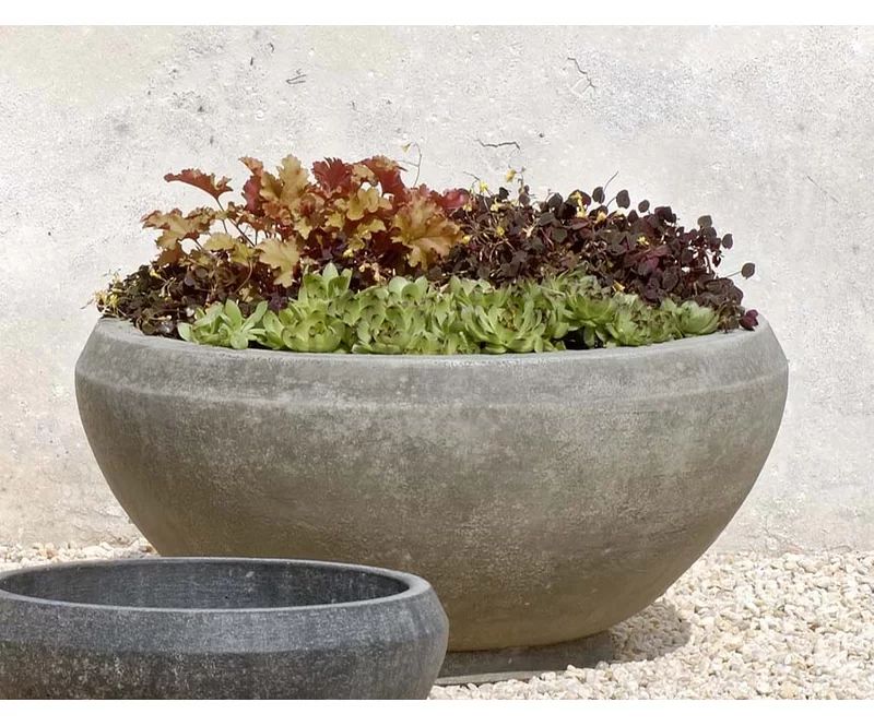 Giulia Alpine Stone Round Handcrafted Planter - 27" W