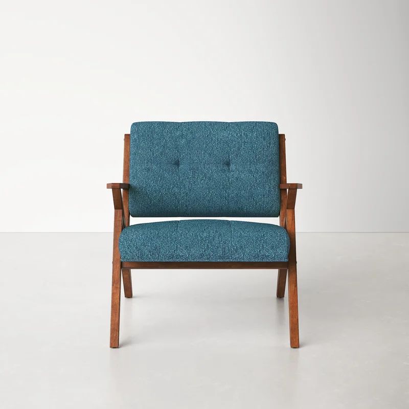 Mid-Century Modern Rocket Lounge Chair in Blue and Pecan