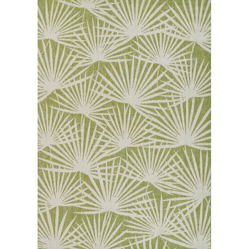 Green Geometric Flat Woven Washable Synthetic Rug 3'3" x 5'