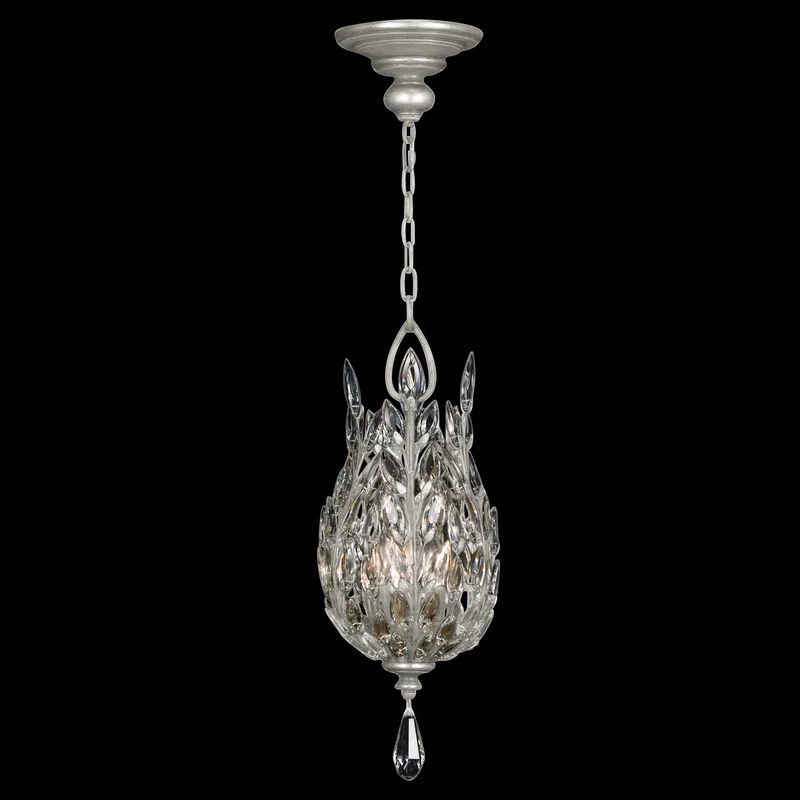 Gold Leaf Crystal 11" Round LED Pendant Light