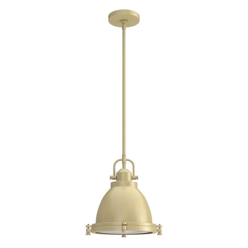 Modern Brass and Clear Glass Dome Pendant Light