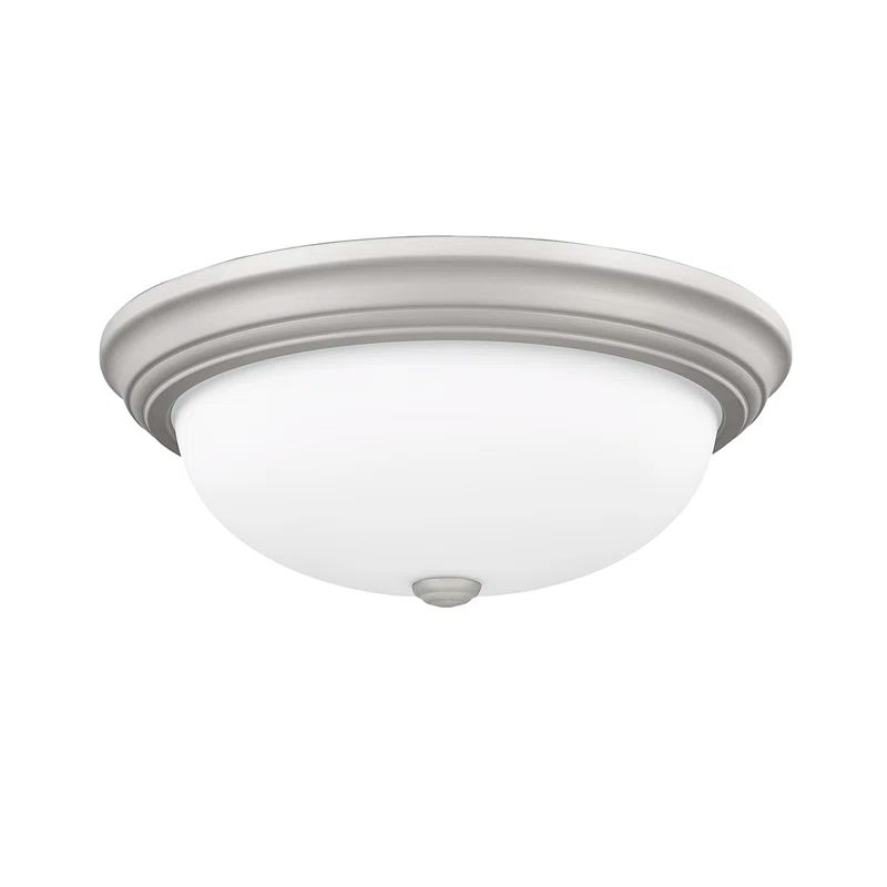 Andreya Satin Nickel Indoor/Outdoor Glass Bowl Flush Mount