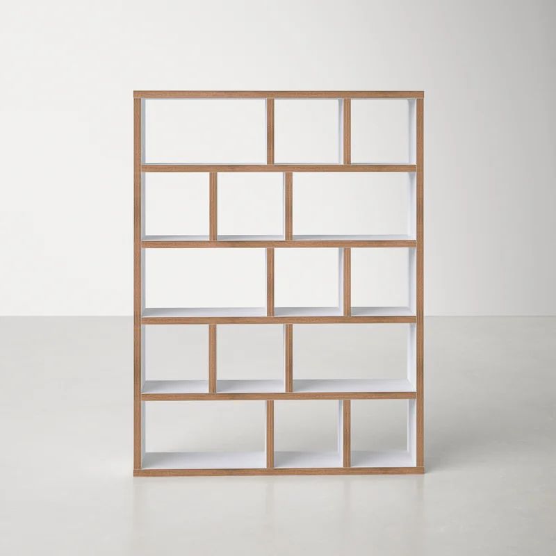 Berlin Pure White 59" Wide 5-Level Plywood Geometric Bookcase