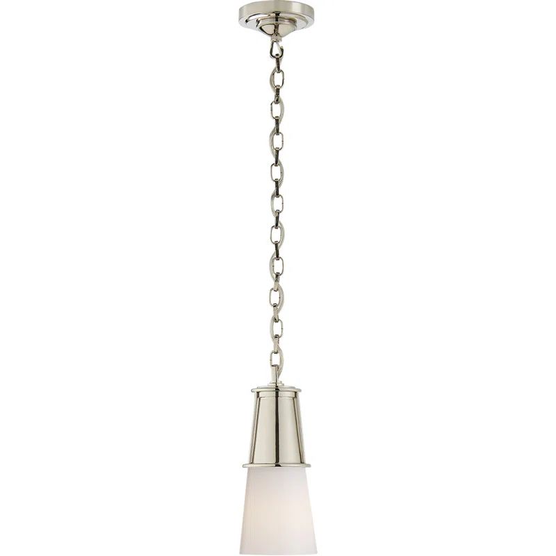 Polished Nickel and White Glass 11.25" Indoor/Outdoor Pendant Light