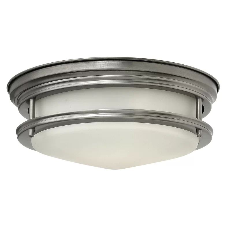 Hadley 2-Light Antique Nickel Flush Mount with Etched Opal Glass