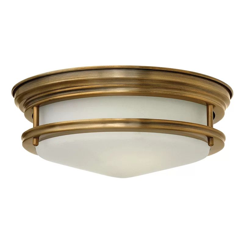 Hadley Etched Opal Glass 2-Light Flush Mount in Brushed Bronze