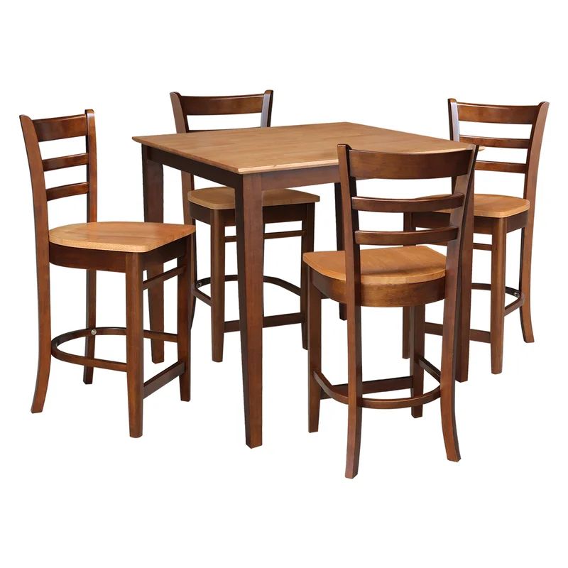 Cinnamon Espresso 50" Solid Wood Counter Height Dining Set