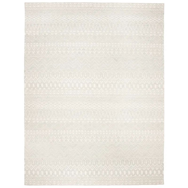 Ivory Hand-Knotted Wool 10' x 14' Area Rug