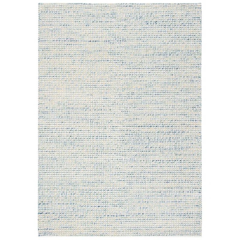 Hand-Knotted Artisan Ivory & Blue Wool Round Rug, 3' x 5'