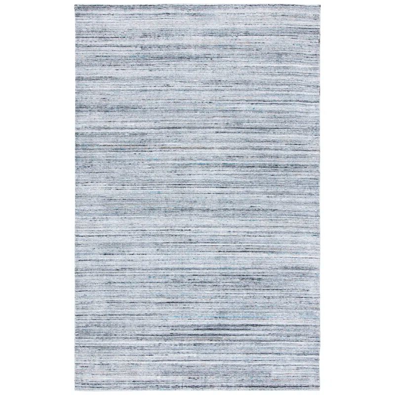 Elegant Gray Abstract Hand-Loomed 8' x 10' Wool-Viscose Blend Rug