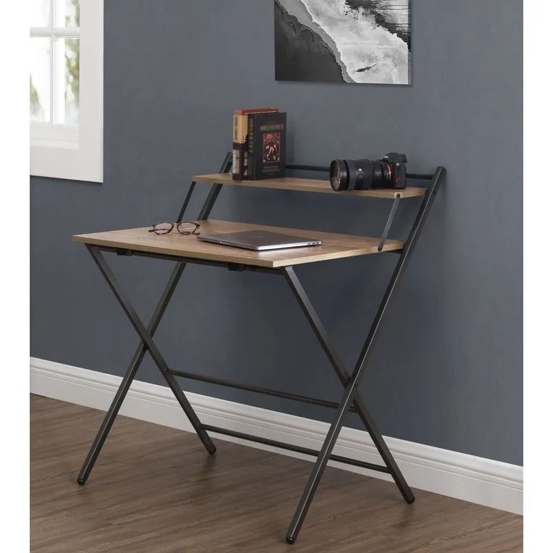 Compact Brown Foldable Wooden Tray Desk - 33"