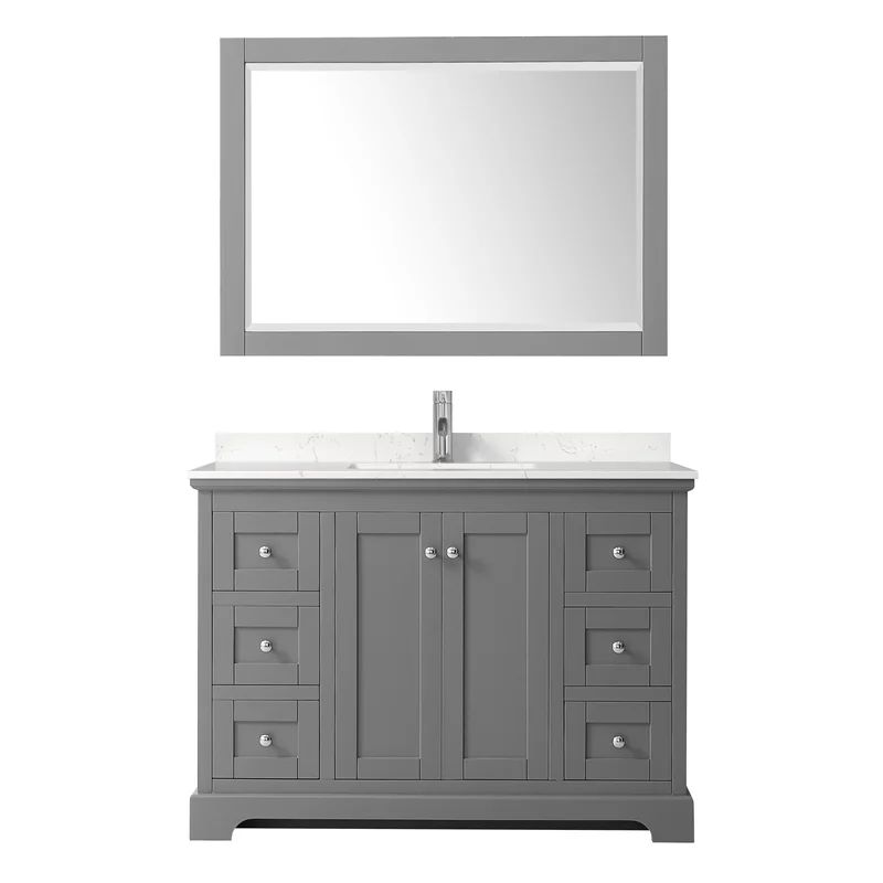 Avery 48'' Dark Gray Single Freestanding Vanity with Carrara Marble Top