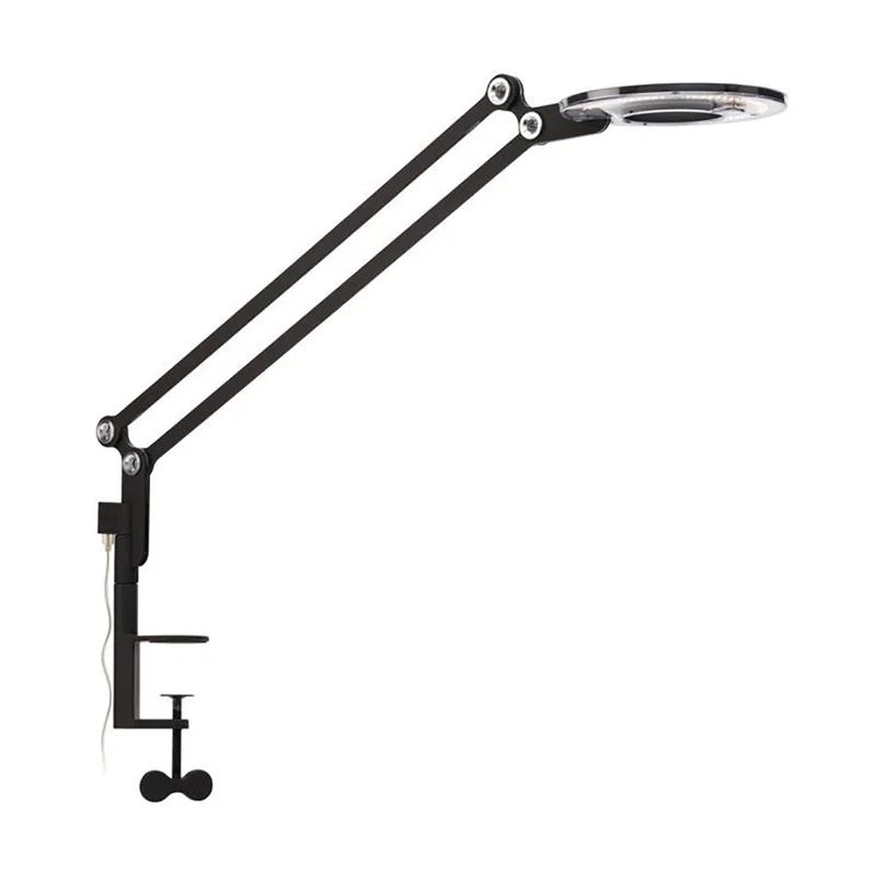 Edison Adjustable Black Aluminum Clip-on Desk Lamp, 19'' Extension