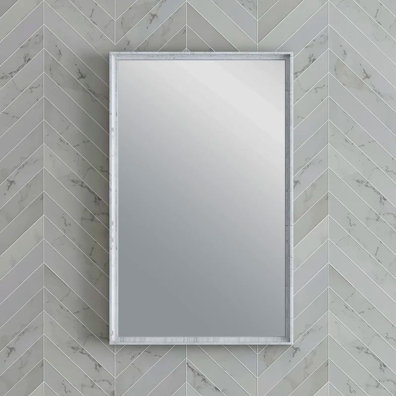 Formosa Rustic White Solid Acacia 20" Rectangular Bathroom Vanity Mirror