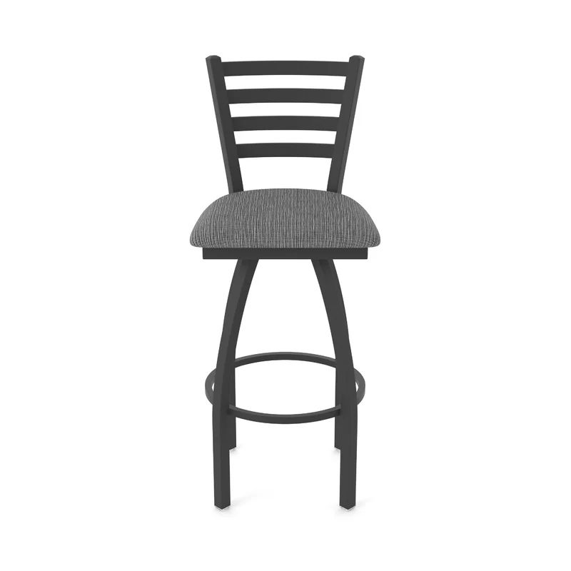 Jackie 36" Swivel Bar Stool in Black Wrinkle with Axis Truffle Seat