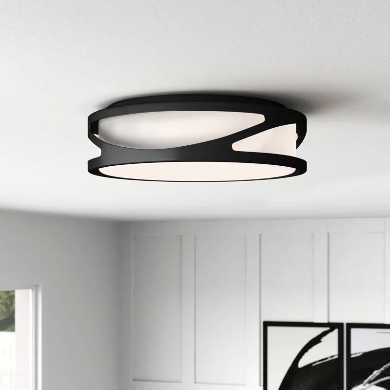 Modern Black and White LED Flush Mount Light