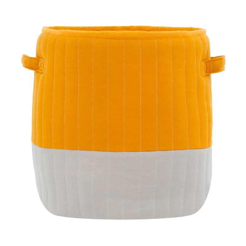 Mod Quilted Round Storage Basket in Orange and Gray, 13" H x 12" W