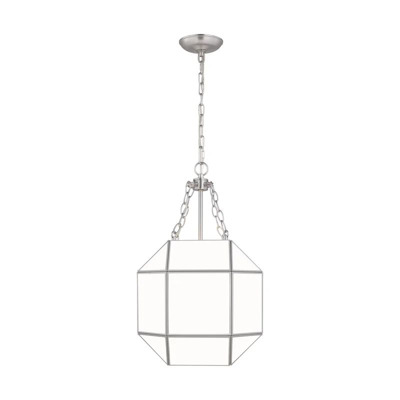 Clark Contemporary Brushed Nickel & Glass Indoor/Outdoor Lantern