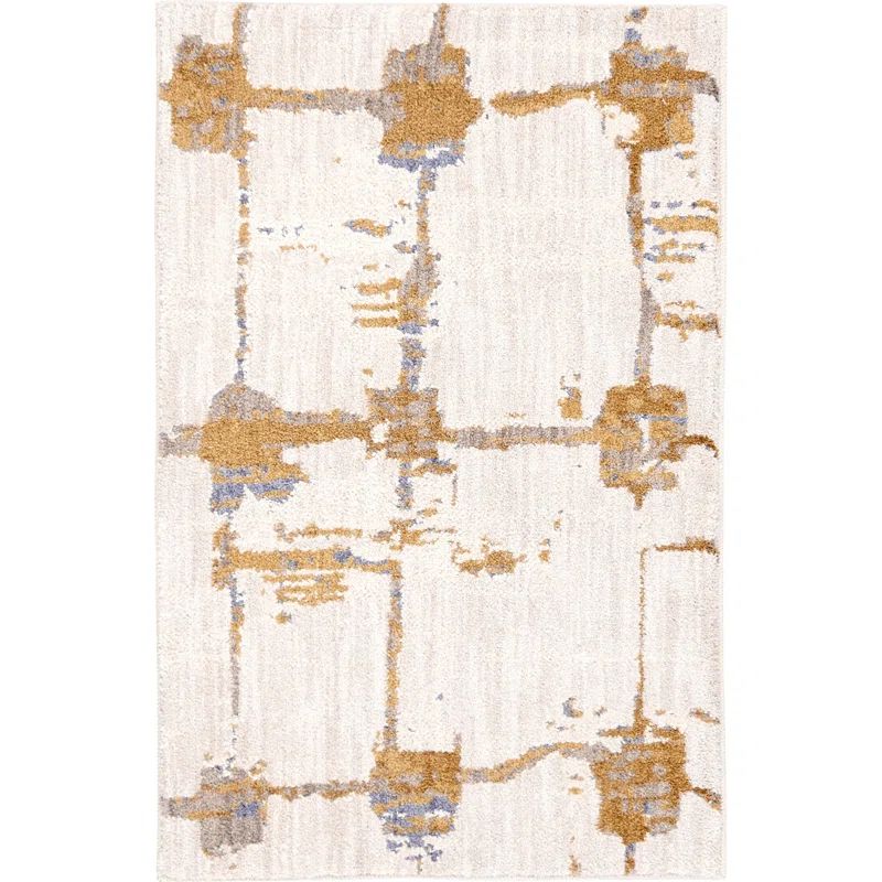 Contemporary Mirage Cream Abstract Synthetic Area Rug
