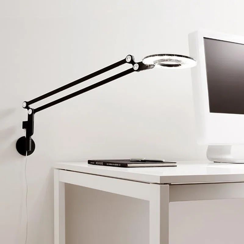 Small Black Stainless Steel Swing Arm Wall Lamp