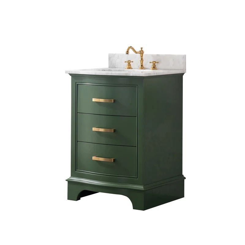 Evergreen Solid Wood Single Vanity with Marble Top