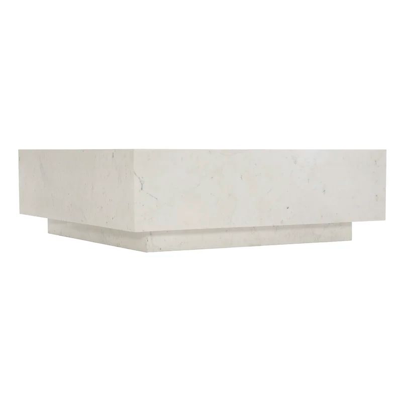 Transitional Banswara Marble Square Coffee Table with Casters