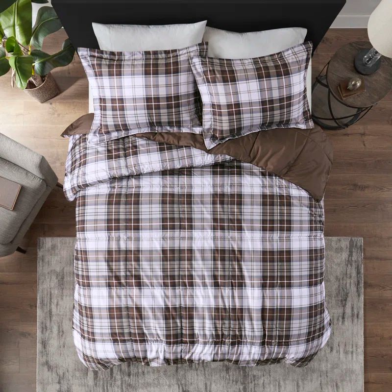 Twin Brown Reversible Down Alternative Comforter Set