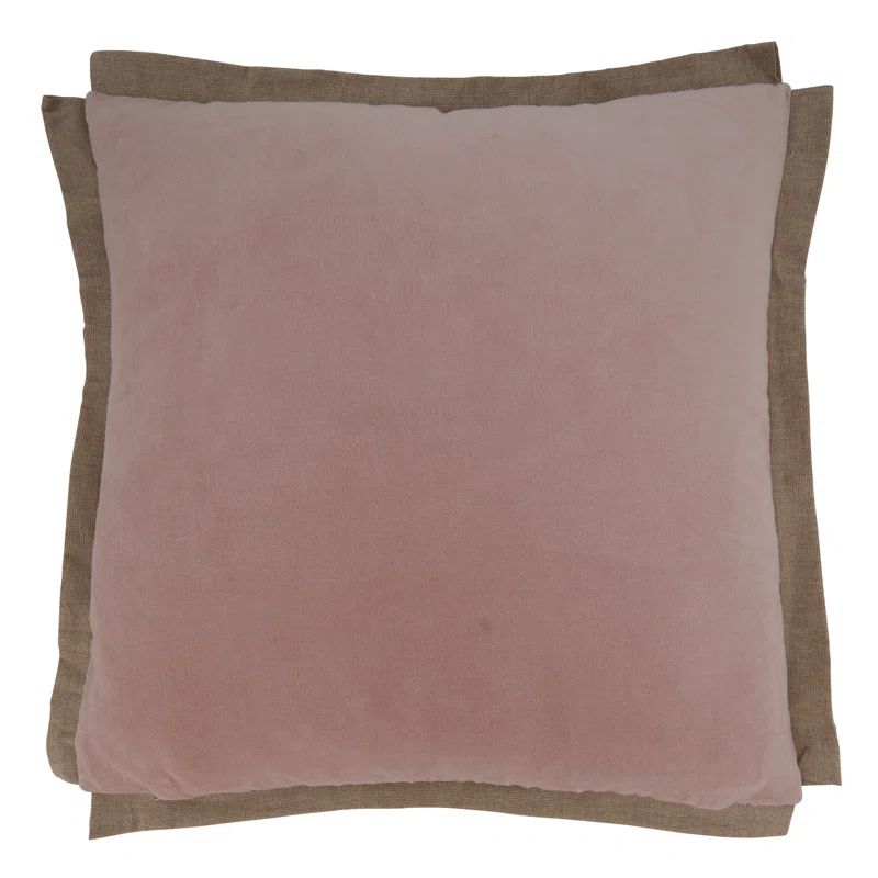 Blush Velvet Flange Square Cotton Throw Pillow