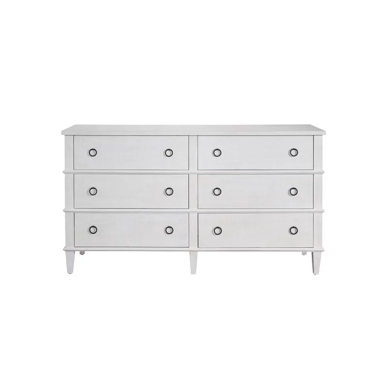 White Farmhouse Double 6-Drawer Dresser