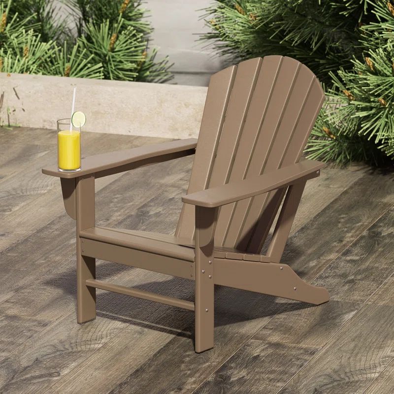 Weathered Wood Outdoor Adirondack Chair with Wide Armrests