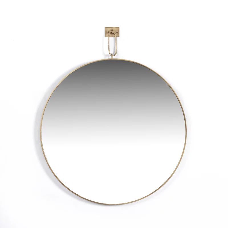 Vina Antique Brass Round Wall Mirror 30"