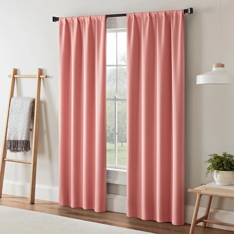 Coral Polyester Blackout Rod Pocket Curtain Panel