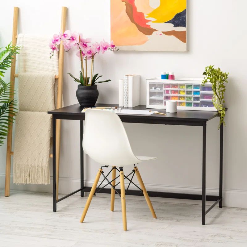 IRIS USA 47" Black Metal Frame MDF Home Office Desk