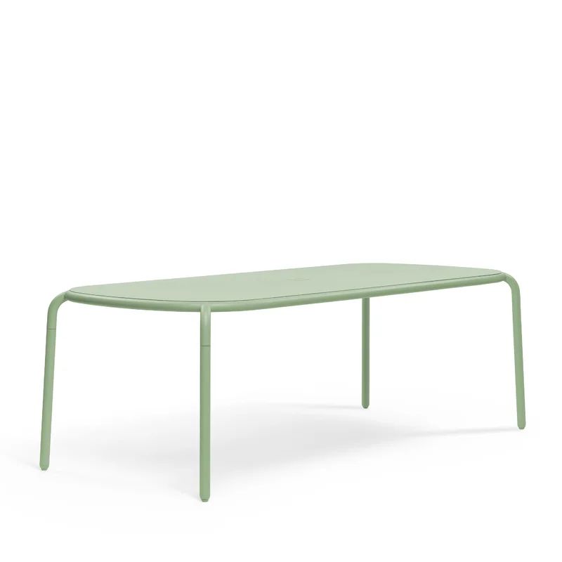 Mist Green Powder-Coated Aluminum Dining Table for 8