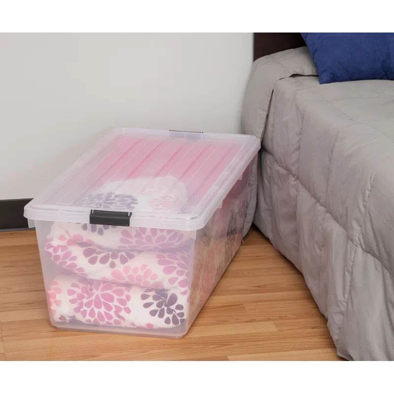 Clear Plastic Stackable Storage Box with Latch Lid, 91 Quart